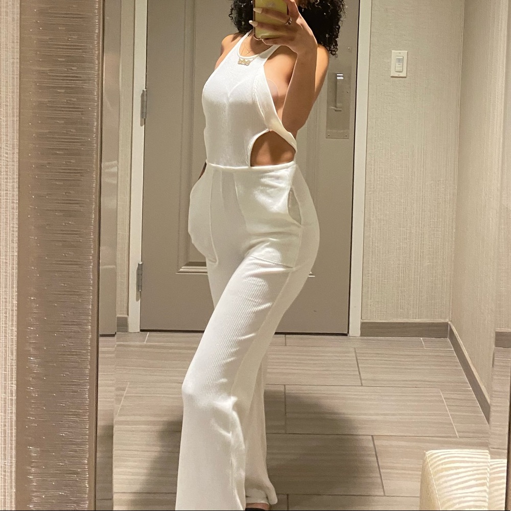 White Jumpsuit Open Back